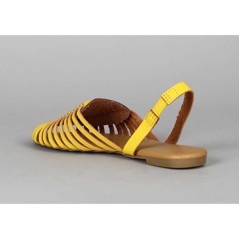 Yellow strappy huarache flat slingback sandals - Picture 5 of 6